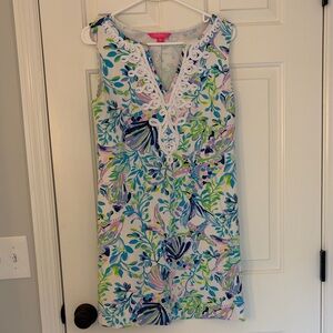 Lilly Pulitzer Sleeveless Floral Shift Dress in Blue, Green & Pink